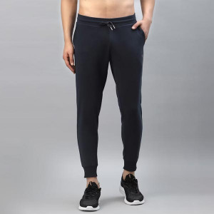 Men Navy Blue Solid Track Pant