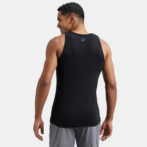 Men Cotton Rib Round Neck Sleeveless Easy Tuck Vest